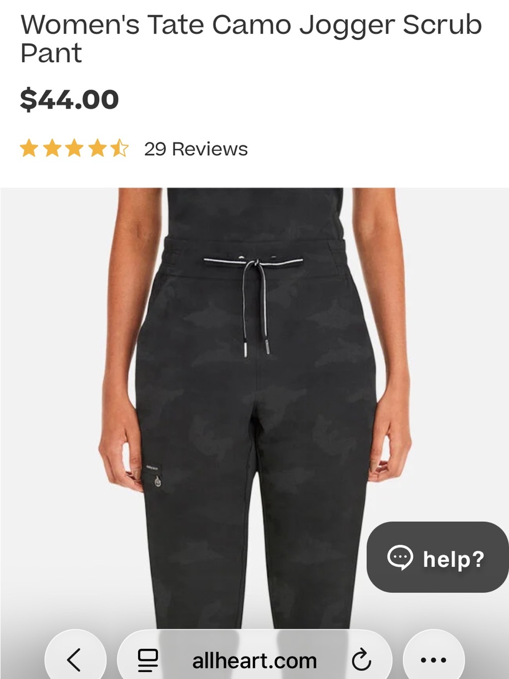 healing hands Women's Tate Camo Jogger Short - Black